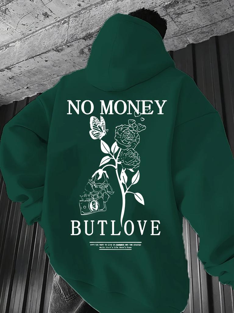 Men's Casual Hoodie, Unique Floral Print - Soft Polyester Fiber, Machine Washable, Loose Fit, Suitable for Spring and Autumn Out
