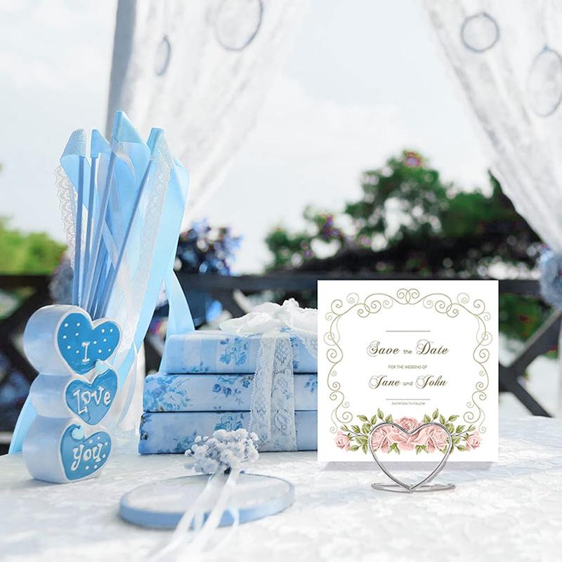 WTEMPO Wedding Place Card Holders for Table Heart Wedding Table Number Holders Mini Picture Photo Stands for Bridal Shower Party Vertical Label Holder
