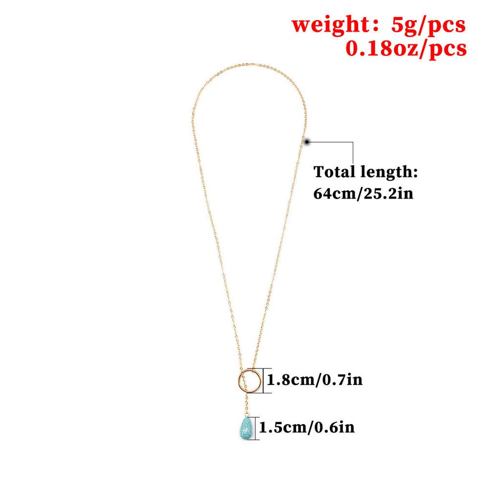 Europe, America, fashion turquoise circle necklace women wish simple handmade alloy necklace