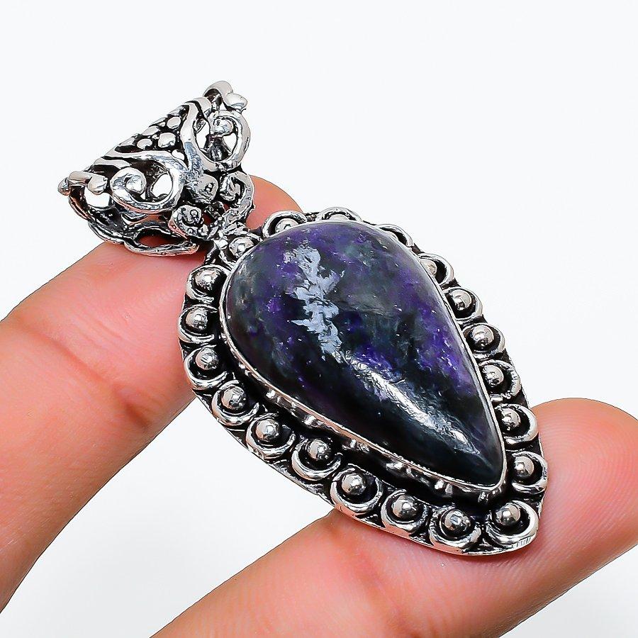 

Russian Charoite Gemstone Handmade Ethnic Jewelry Pendant 2.13 SR-6867