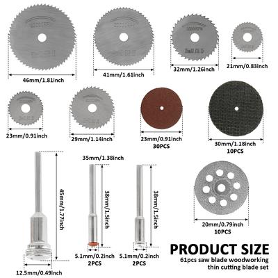 61pcs Cutting Wheel Discs Set HSS Diamond Cutting Tool Universal Cut Off Circular Saw Blades Resin Cut Off Discs Kit