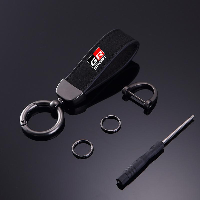 

Leather Car Emblem Key Chain Ring Keychain Auto Keyring For Toyota GR Gazoo Racing Supra Corolla Parts Sport 86 Yaris Decoration