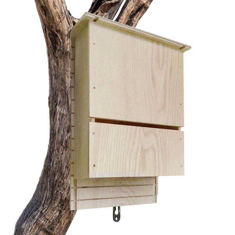 Outside Bat Habitat House Wood Shelter For Bat Colony Reusable Bat Box House Wooden Decoration For Hibernation Wooden Bat Nest