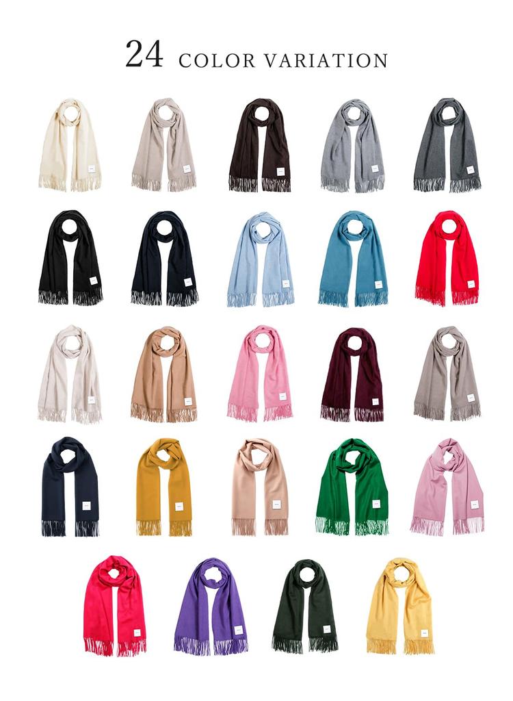 Beige Cashmere Solid Cashmere [matti totti] 02. Stole, 100% Cashmere, Large, Thick, Women's, Color, Long, Reversible, Stole, Gift, A0016B-2