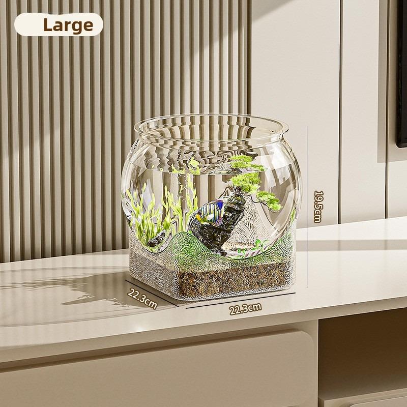 

Sturdy Round Desktop Fish Tank Break Resistant Drop Resistant Aquarium Turtles Small Fish Versatile Indoor Outdoor Aquaponics PET Plastic
