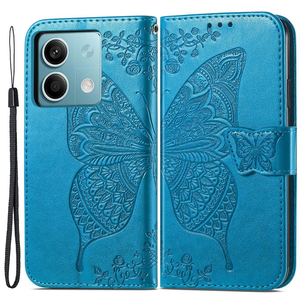 

Для Xiaomi Redmi Note 13 4G кожаный чехол-кошелек держатель для карт бабочка чехол для телефона Blue