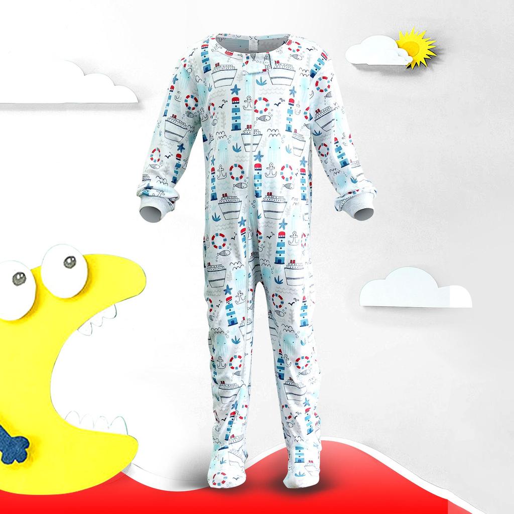 Neonati da 2 a 7 anni Pagliaccetti interi a maniche lunghe 100% cotone Vestiti Cerniera Ragazzi e ragazze Vestiti Pigiama Pagliaccetto