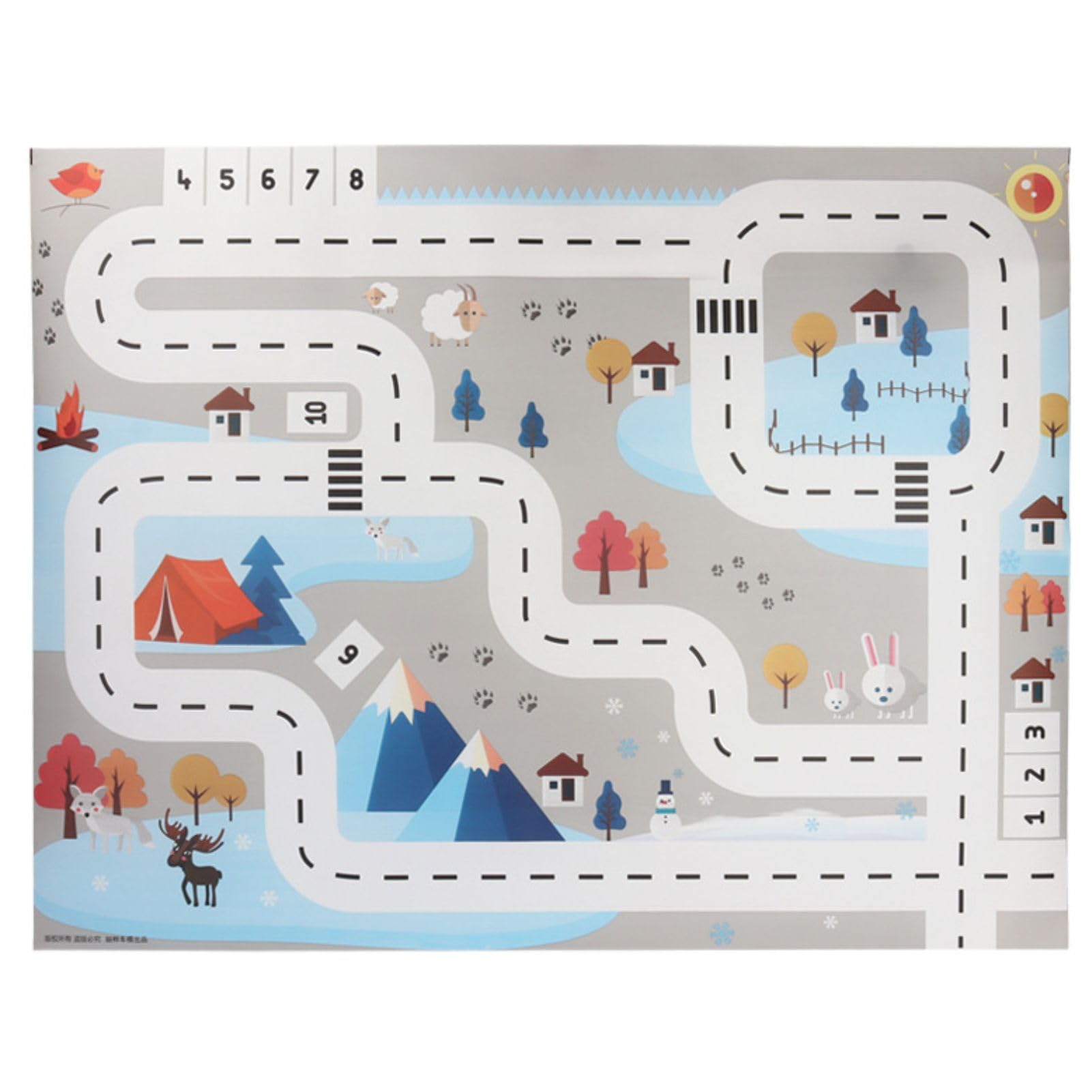 

MORYTRADE Дорожный коврик Игровой коврик Карта для игры с мини-машинками Складной 1 м Скандинавский стиль Синий 1,3 м