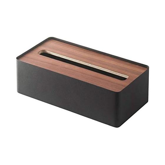 Yamazaki Jitsugyo Pen & Remote Control Rack Rin Brown 2731 & Tissue Case with Lid Rin L Brown 7729 [Set Purchase]
