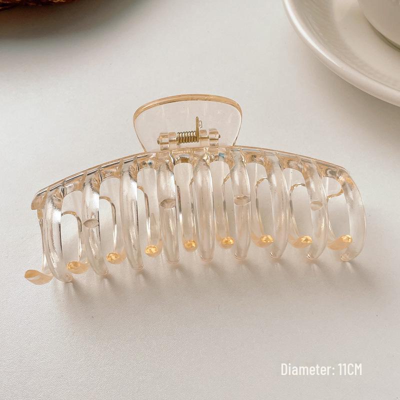 Versatile Milk Coffee Hair Clip: Large, Simple Shark Design for Women