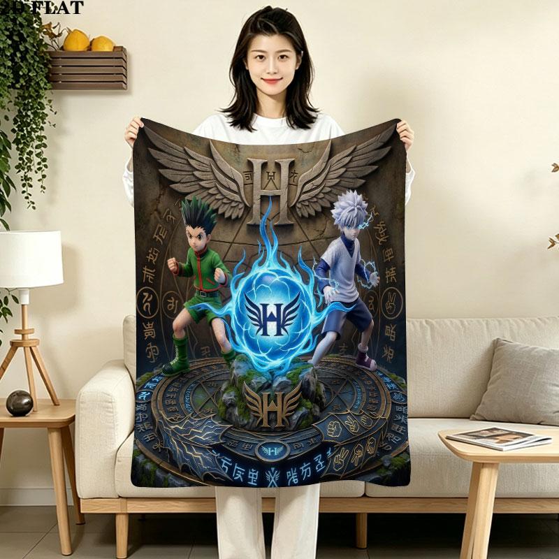 1PC Hunter X Hunter Patterned Flannel Blanket Suitable For All Seasons For Home Decor Warmth And Comfort Gifts Holiday Present