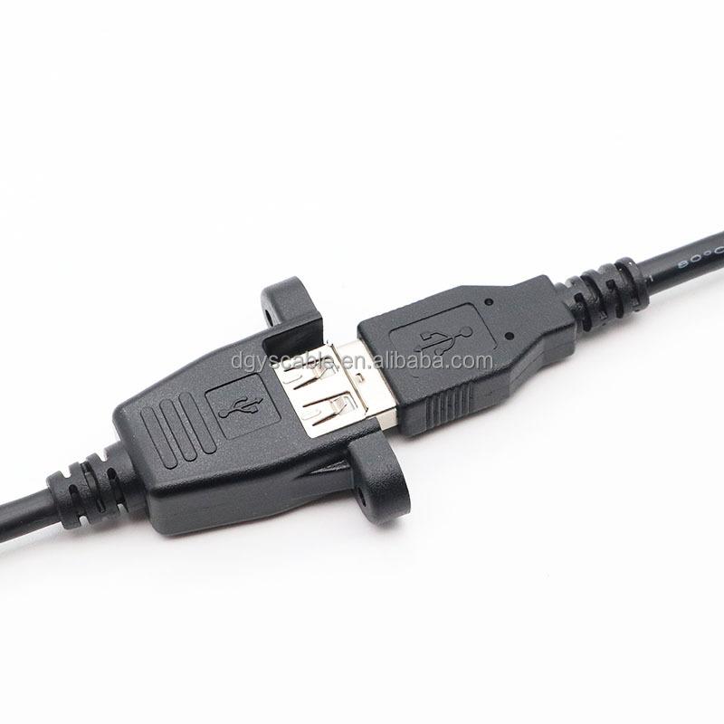 USB 2.0 Male to Female Extension Data Fast Charging USB Cable 0.25M With M3 Nut 0.2m