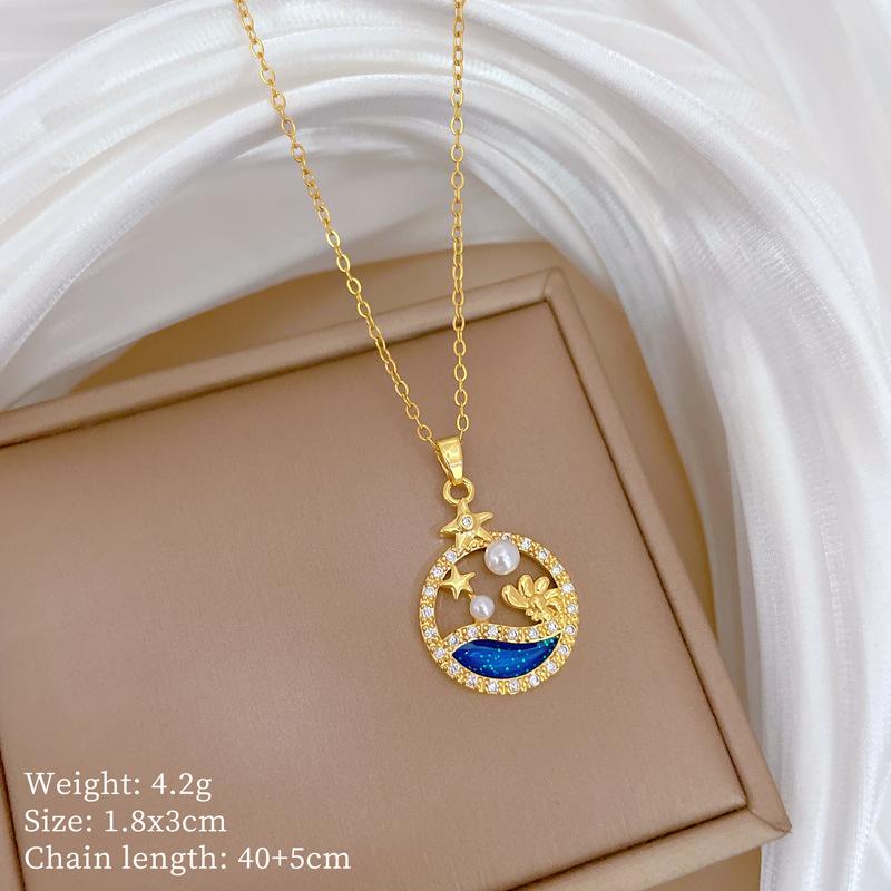 Copper Micro-Inlaid Necklace Women'S Copper Micro-Inlaid Real Gold Electroplating Simple And Exquisite Collarbone Chain Neck Chain