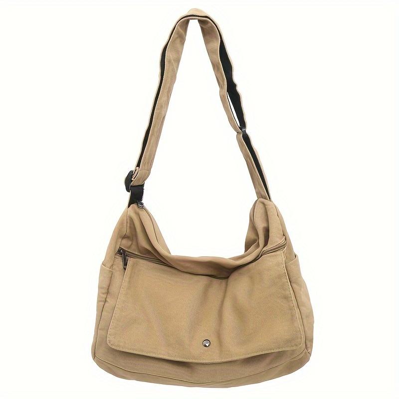 4-Color Large Capacity Canvas Crossbody Hobo Bag - Durable, Adjustable, Trendy Sling