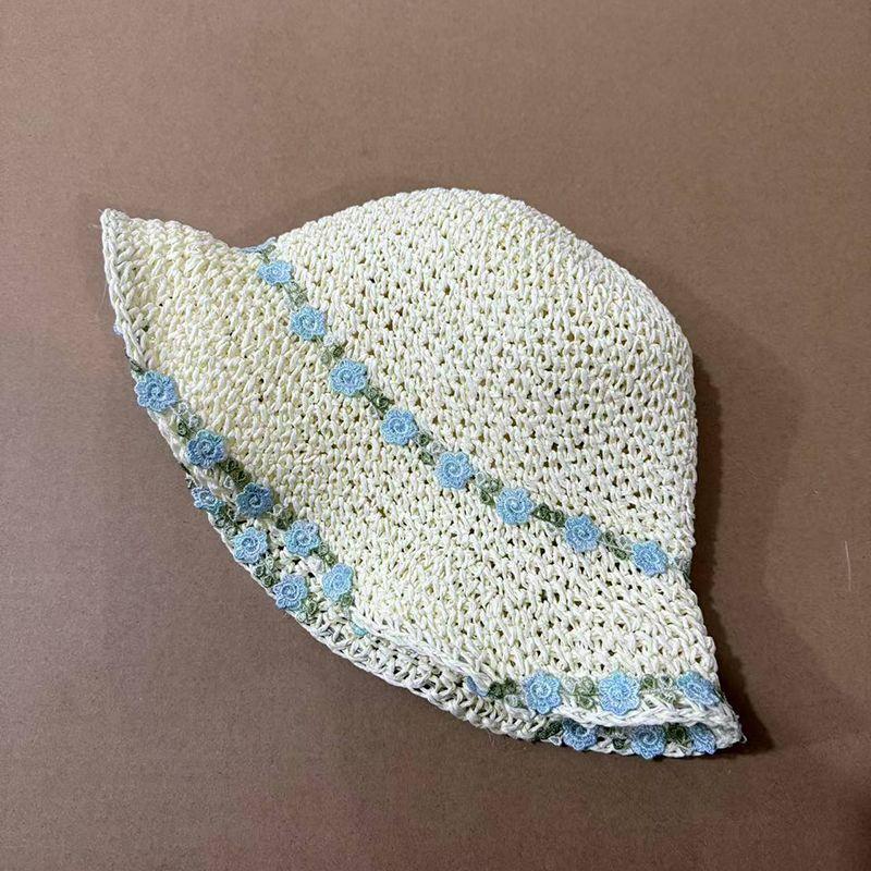 Flower Fisherman Hat Summer Beach Vacation Sun Hat Brim Straw Hat Foldable Sun Hat