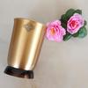 Pure Brass Matt Finish Glass/Tumbler with Black Bottom, Serveware & Drinkware, Ayurveda Healing, Volume-270 ML, 2 Piece