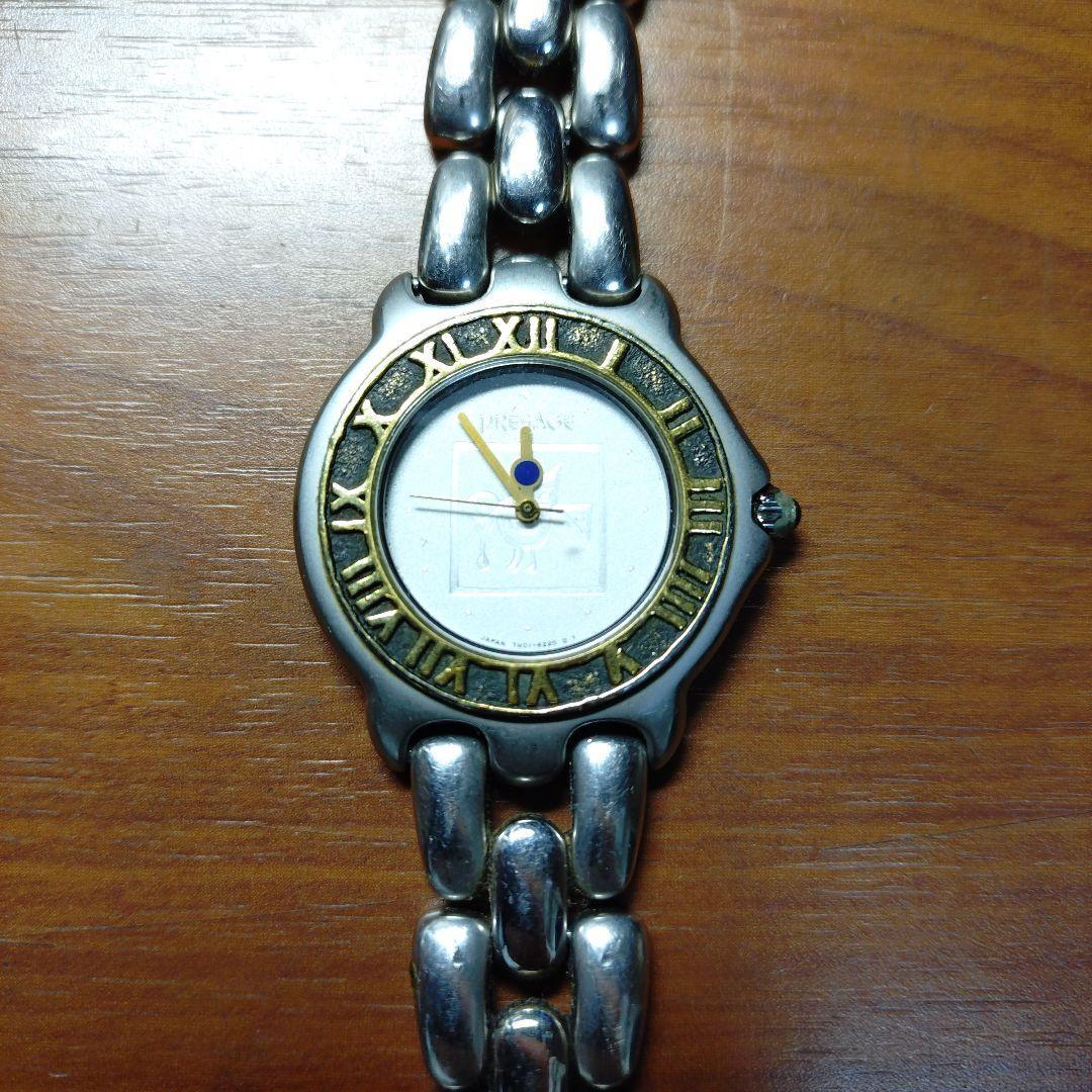 Used SEIKO PRESAGE Quartz Watch White Dial Gold Bezel