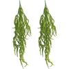 2 Pack 32” Artificial Hanging Plants Faux String of Pearls Plant Fake Green Amaranthus Flower Wall Hanging Lover Tears Wedding Home Garden