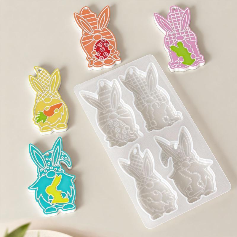 3D Easter Bunny Ornament Silicone Mold Diy Egg Mushroom Shapes Pendant Mould Cute Rabbit Resin Plaster Casting Molds Home Decor