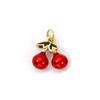 1 Piece Brass Charms 18K Gold Plated Red Cherry Fruit Cubic Zirconia Pendants For Necklace Bracelet Earrings Jewelry Making