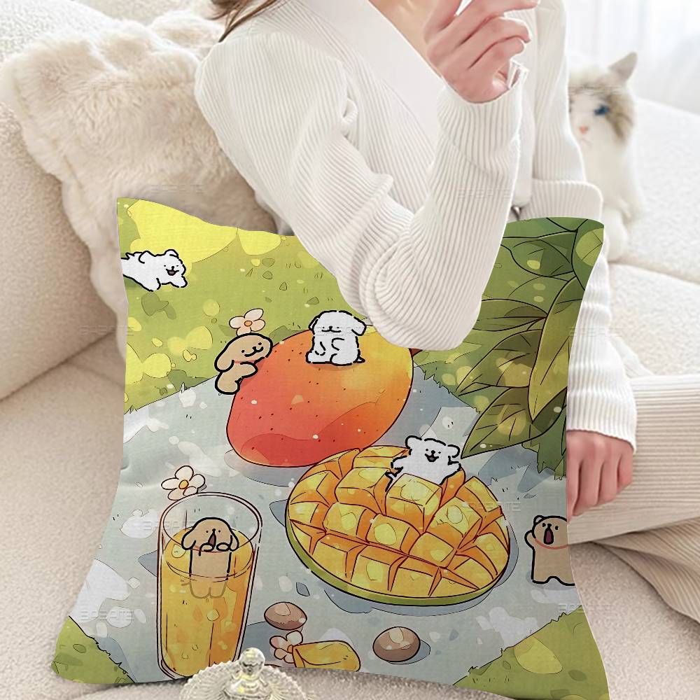 Line CARTOON P-PuppyS Cushion Cover Polyester Sofa Cushions Decorative Throw Pillows Home Decoration Pillowcover