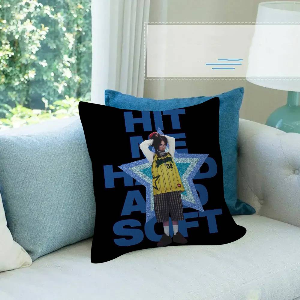 Singer Billie Eilish album Pillowcase toon Gift Cushion Cover Bedroom Home Sofa Chair Seat Decor pillow case