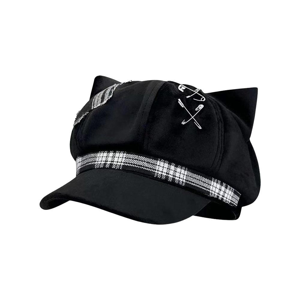 Adjustable Cat Ear Beret Y2K Beret Hat Fashion Newsboy Cap Women Men