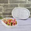 Oval Shape Storage Tray Silicone Mold with Flower Pattern Handmade Concrete Tray Casting Mould For Desktop  Shelf Decors