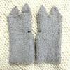 Soft Girls Winter Gloves Warm Mittens Half Finger Touchscreen Embroidery Cat Design Mittens for Women Winter Supplies