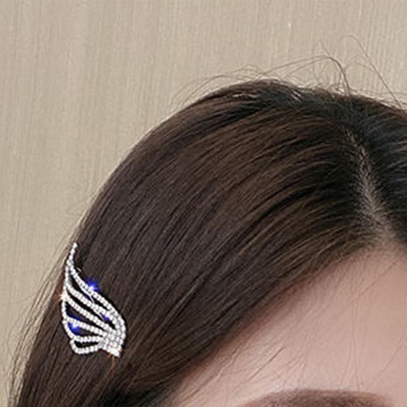 Girls Side Hairpin Full of Diamond Temperament Girl Side Bangs Edge Clip 1Pcs Korean Shining Rhinestone Angel Wings Hairpin