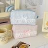 Women Love Plaid Lace Makeup Bags Case Kawaii Pink Cosmetic Brush Organizer Pouch for Women Cute Wash Toiletries Storage Bag