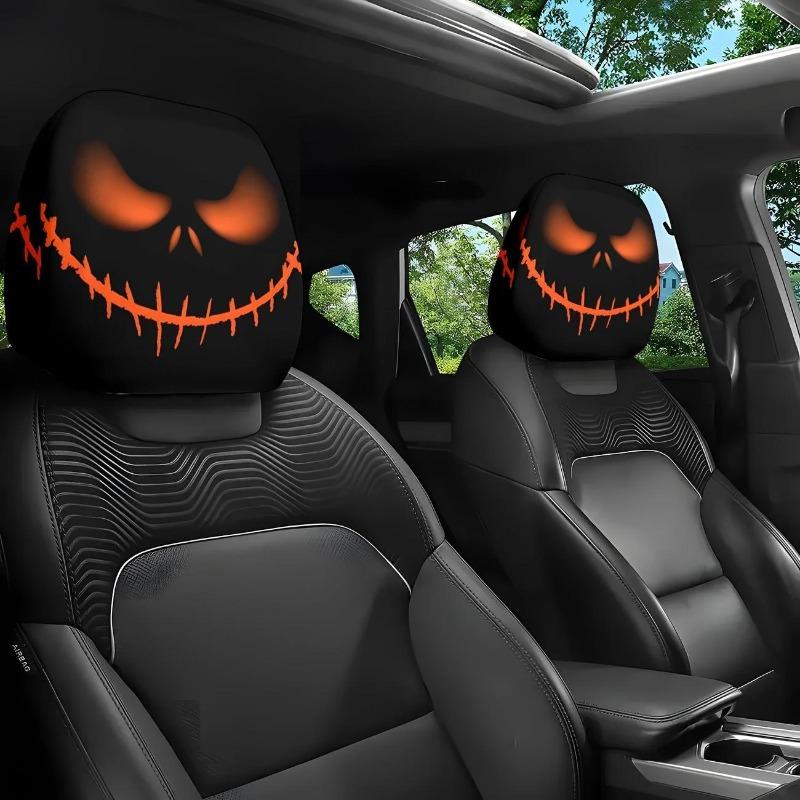 2PCS Funny Cartoon car headrest Cover, Cute Funny Eyes, Suitable for Halloween, Christmas car Universal Elastic Models Funny Decoration