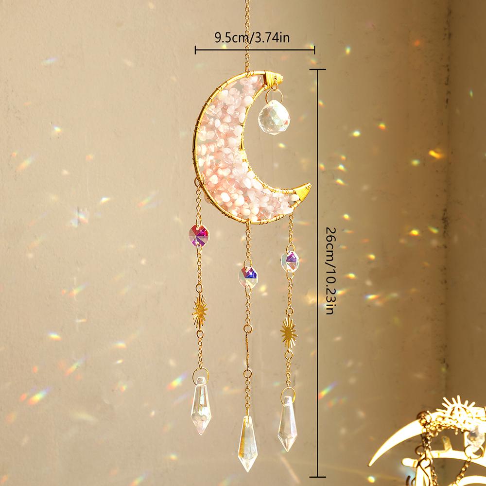 Crystal Sun Catcher Prism Wind Chimes Rainbow Maker Light Catcher Wall Hanging Decor Moon Catchers Room Decors Aesthetic Gifts