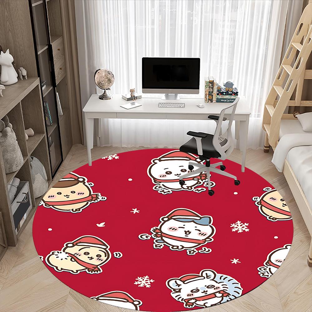 1PC Chiikawa Office Round Area Rug Suitable For Office, Under Office Chairs Bedroom Living Room Home Decor, Room Deco T1224012