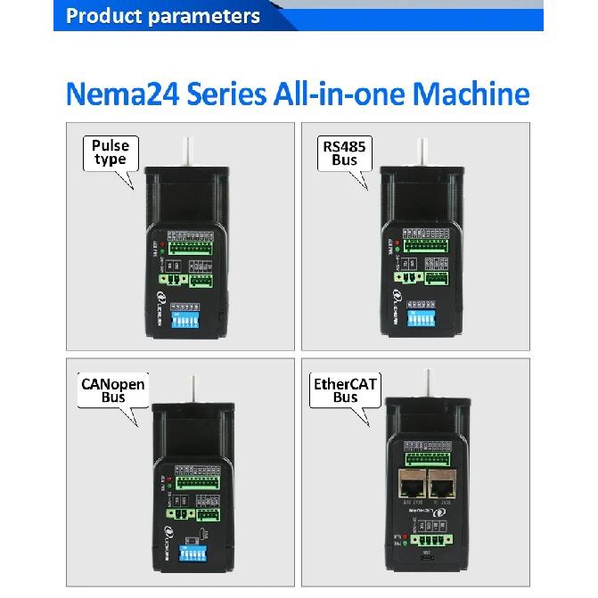 Lichuan integrated Nema24 closed loop motor 3Nm 3.8Nm 4.3Nm DC24V-50V 4A Ethercat/Pulse/Modbus RS485/CANopen control optional