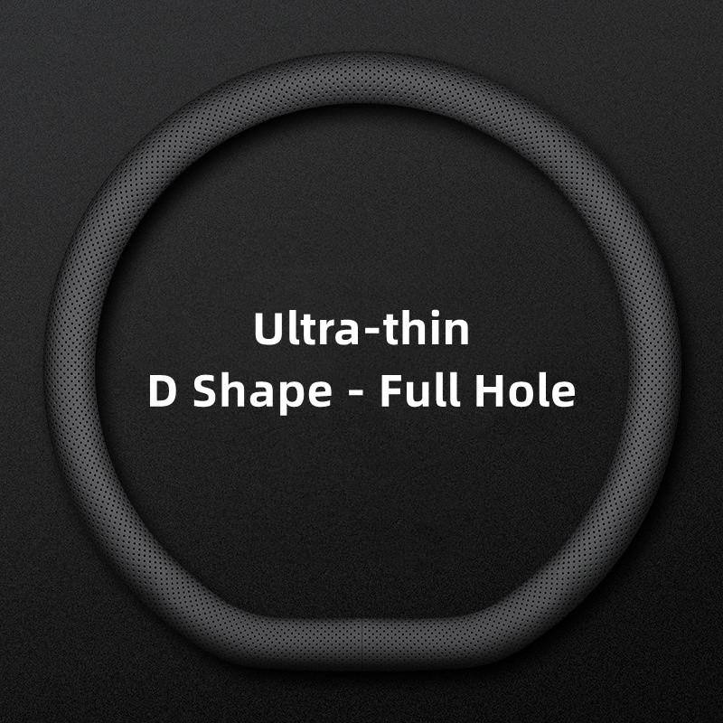 

Full Leather Cover for All Seasons Auto Steering Wheel Cover Ultra-Thin Non-Slip D Shape Breathable Car Steering Wheel Protector