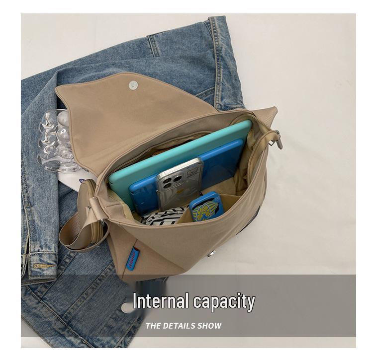 Large Capacity Women's Canvas Bag - Korean Style Student Casual Solid Color