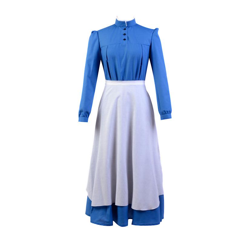 

Moving Howls Castle Sophie Cos Suit Women Long Sleeve Dress Cosplay Costume LightBlue,L