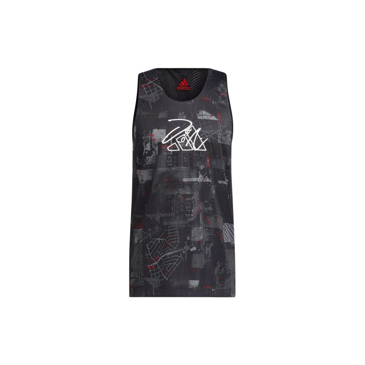 Men s adidas Geometry Pattern Logo Printing Straight Sports Black Vest HE6377 M