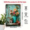2D Flat, 2D Flat Flower Pots Vintage Metal Tin Sign, Gym Cafe Garage Tin Painting, Restaurant Home Bedroom Forest Garden Wall In