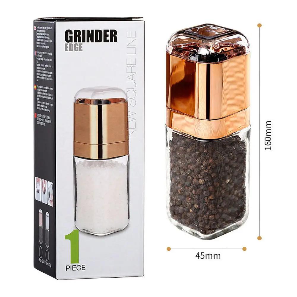 Fashion Pepper Grinder 180ml Premium Glass Bottle Salt and Pepper Shakers with Ceramic Spice Grinder Kitchen Mill Gold