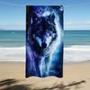 Aesthetic Cosmic Wolf Galaxy Beach Towel Picnic Mat Blanket Outdoor Indoor Decor Wild Camping Print