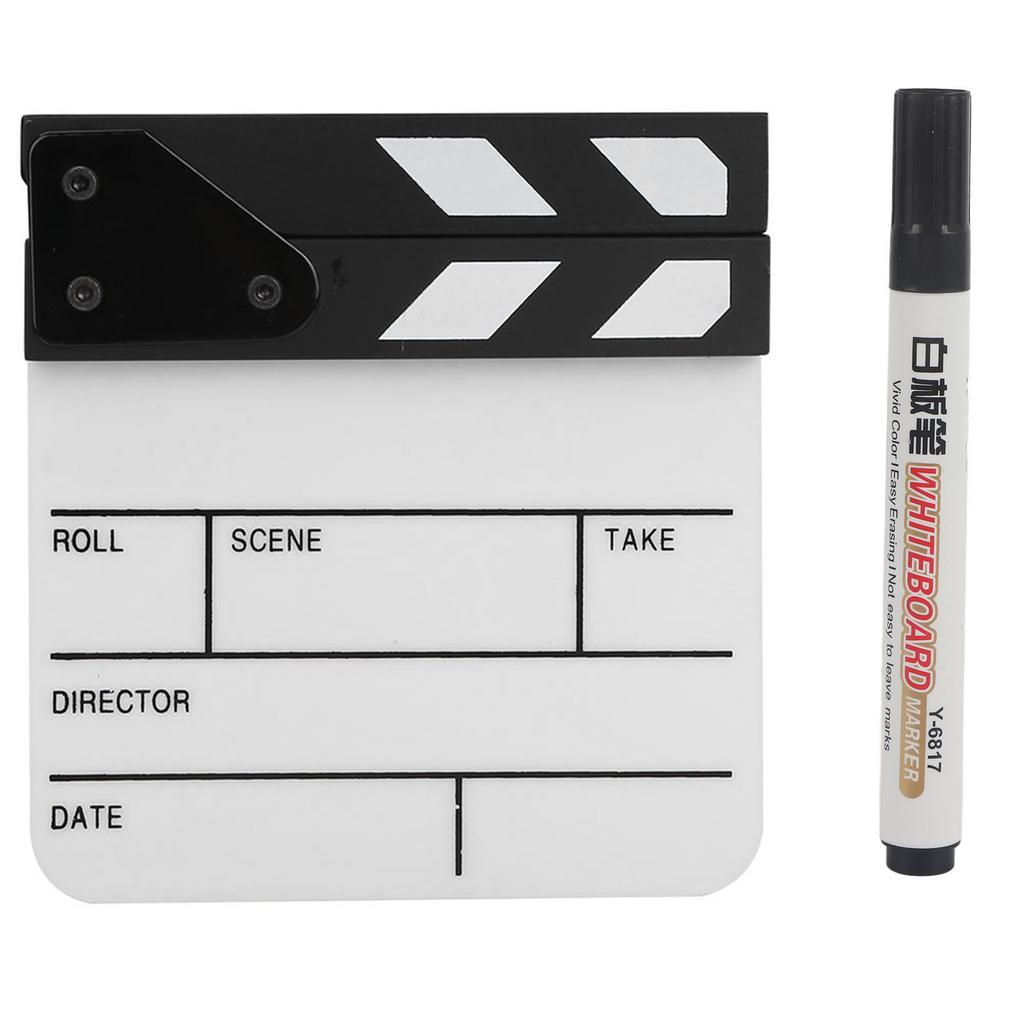 Mini Acrylic Director Scene Clapperboard TV Movie Action Board Film Cut Prop with Pen