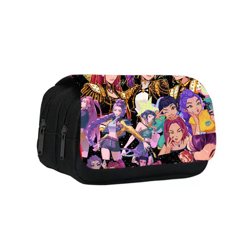 Witch Hunters Printed Double Pencil Case Kpop Demon Hunters Student Pencil Stationery Bag (as the picture,KPop Demon Hunters)