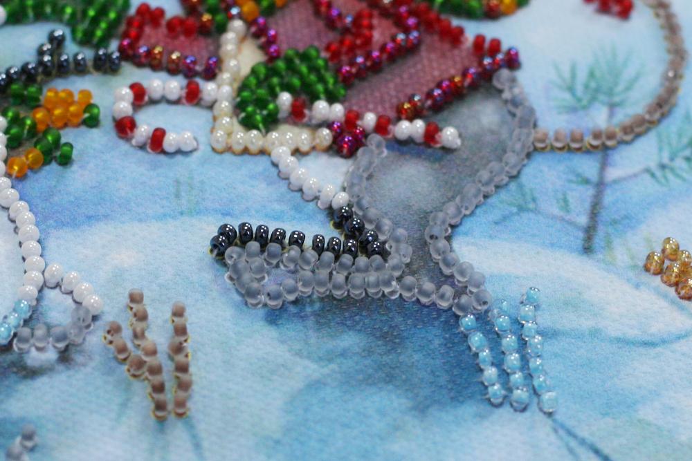 Mini Kit for Embroidery with Beads On Natural Artistic Canvas Abris Art New Year's Miracles