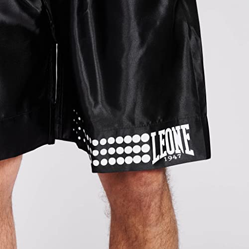 LEONE 1947 Boxing Shorts, Unisex, Lightweight Satin with Elastic Waist, Size Small/Black, AB737 [Authentic]