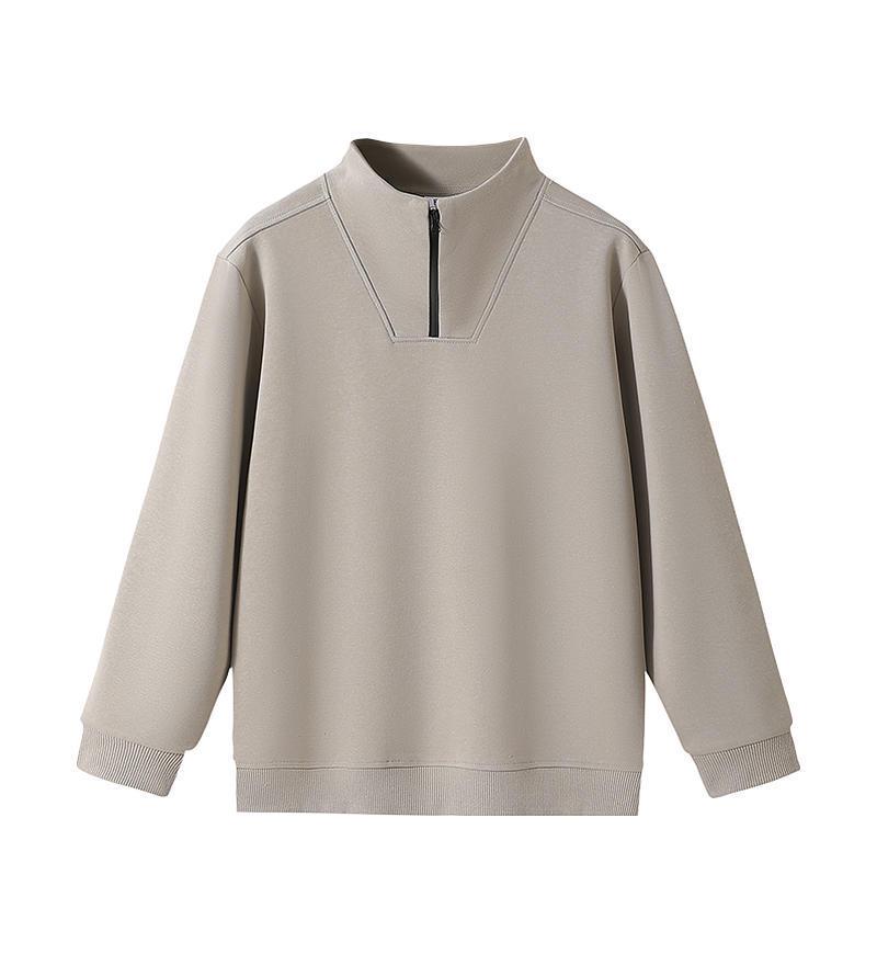 Women's Loose Fit Half-Zip Stand Collar Hoodie - Long Sleeve Solid Color Outerwear for Spring and Autumn