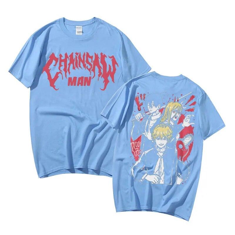 Anime motosserra unissex denji impressão t camisa unissexga streetwear aki hayakawa kon t unissex feminino puro algodão camisetas poder gráfico tshirt