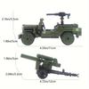 2 in 1 WW2 Military American Vehicle with Mortar Shell Armored Car Building Blocks Bricks Model Figure Moc Toys Boys Kids Gift