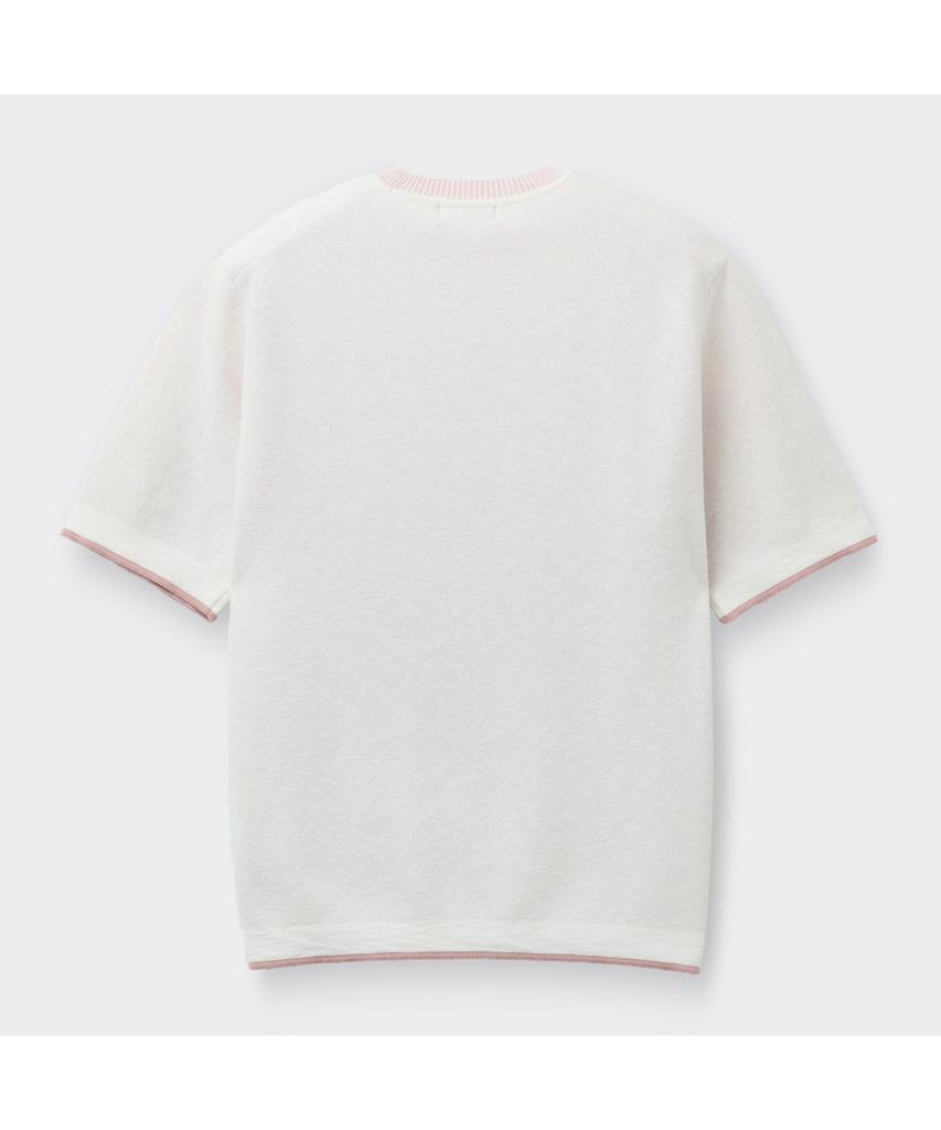 Keoseuuteommellou Pink Two-Tone Half Round Neck Sweater Cwwam26422Pix